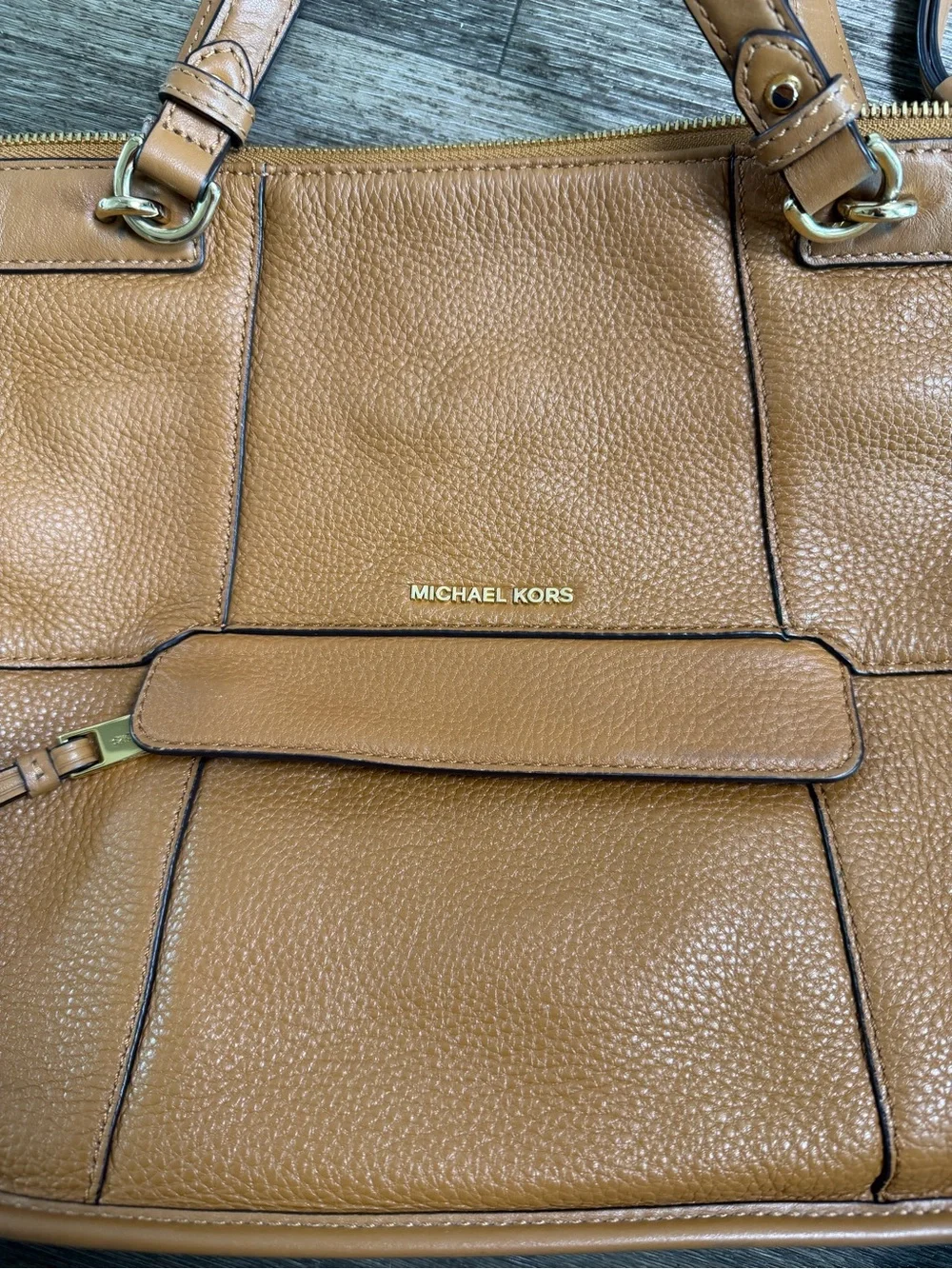 Michael Kors Cognac Pebbled Leather Tote